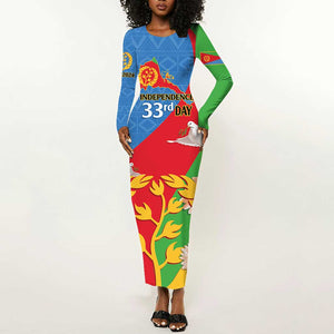 Eritrea Independence Day Long Sleeve Bodycon Dress Eritrean Olive Branches 33rd Anniversary