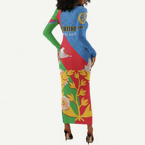 Eritrea Independence Day Long Sleeve Bodycon Dress Eritrean Olive Branches 33rd Anniversary