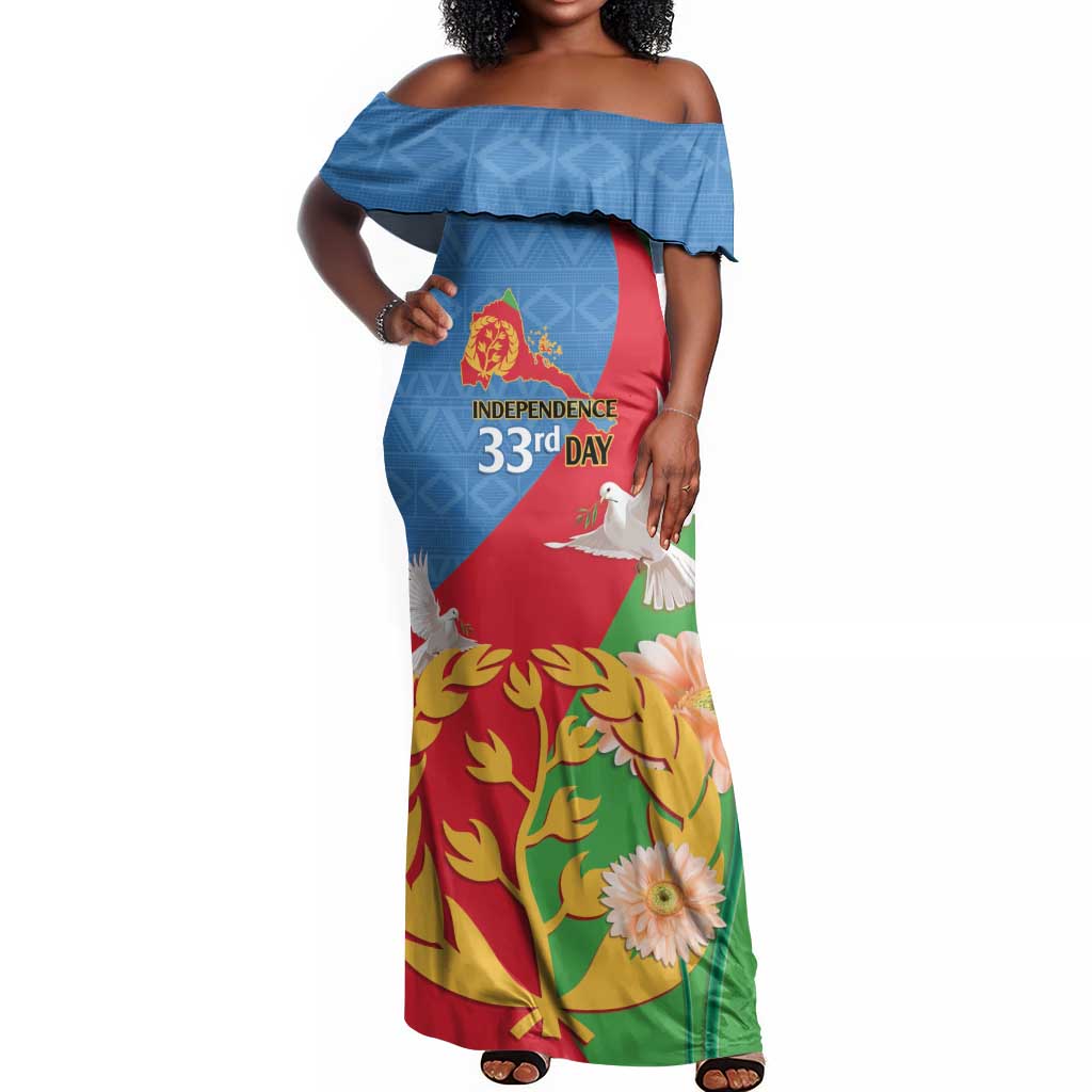 Eritrea Independence Day Off Shoulder Maxi Dress Eritrean Olive Branches 33rd Anniversary