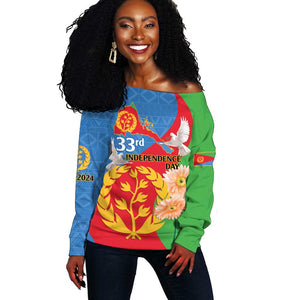 Eritrea Independence Day Off Shoulder Sweater Eritrean Olive Branches 33rd Anniversary