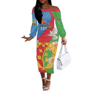 Eritrea Independence Day Off The Shoulder Long Sleeve Dress Eritrean Olive Branches 33rd Anniversary