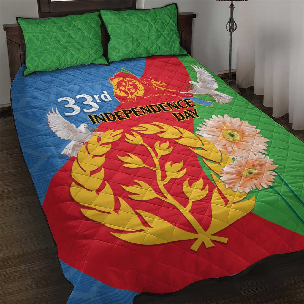 Eritrea Independence Day Quilt Bed Set Eritrean Olive Branches 33rd Anniversary