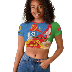 Eritrea Independence Day Raglan Cropped T shirt Eritrean Olive Branches 33rd Anniversary