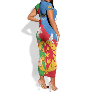 Eritrea Independence Day Short Sleeve Bodycon Dress Eritrean Olive Branches 33rd Anniversary