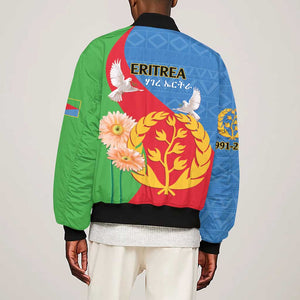 Eritrea Independence Day Sleeve Zip Bomber Jacket Eritrean Olive Branches 33rd Anniversary