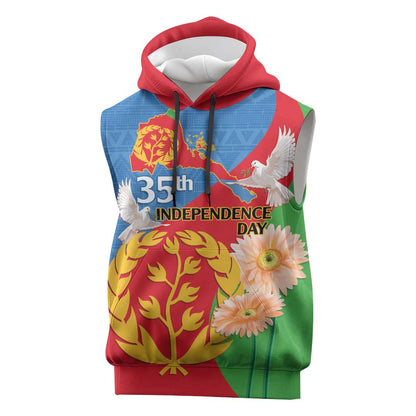 Eritrea Independence Day Sleeveless Hoodie Eritrean Olive Branches 33rd Anniversary - African Pride