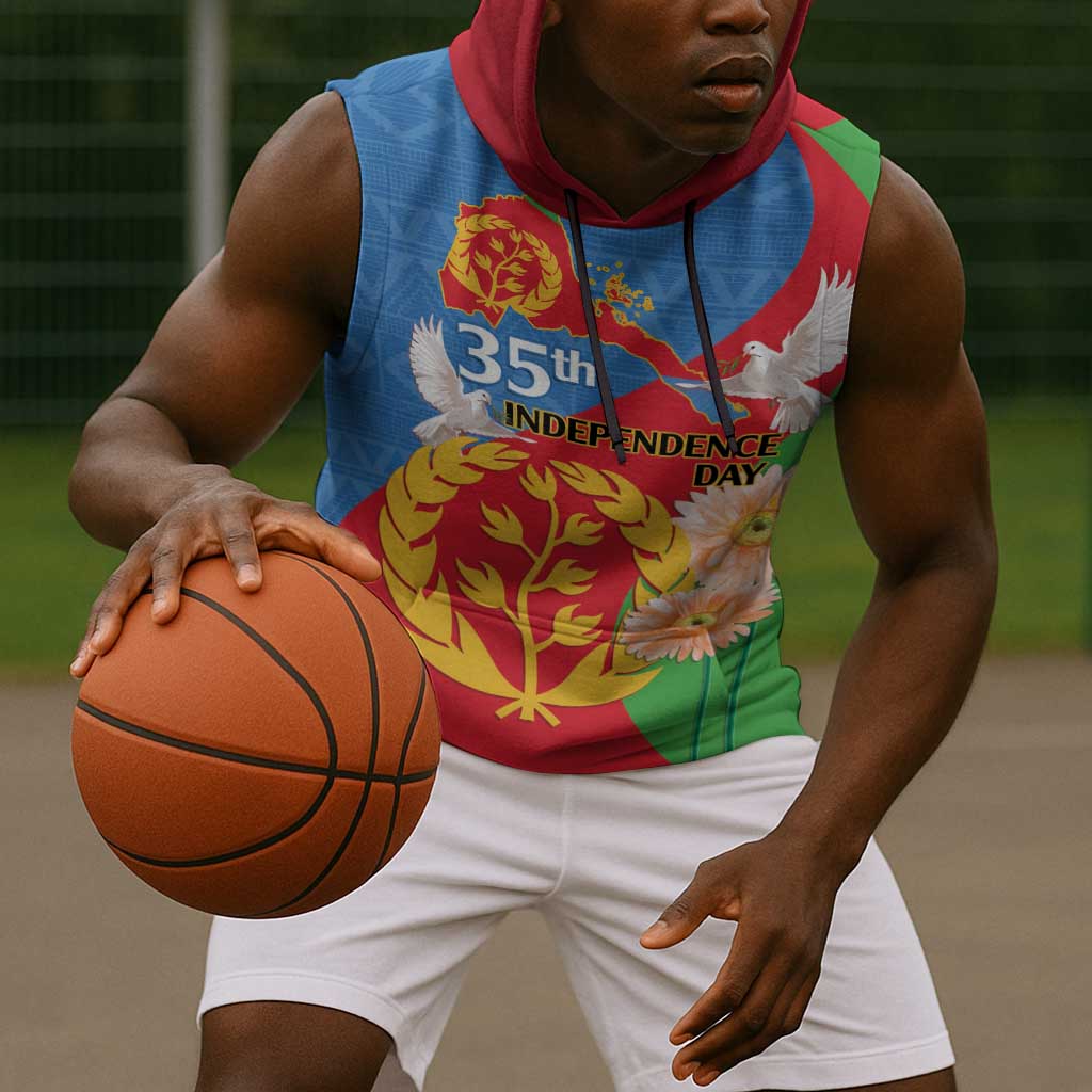 Eritrea Independence Day Sleeveless Hoodie Eritrean Olive Branches 33rd Anniversary - African Pride