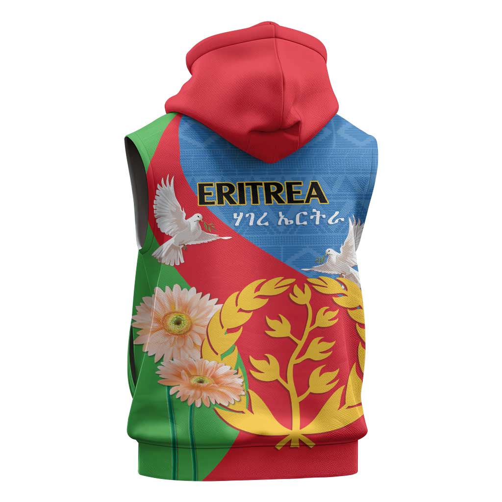 Eritrea Independence Day Sleeveless Zip Hoodie Eritrean Olive Branches 33rd Anniversary - African Pride