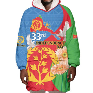 Eritrea Independence Day Wearable Blanket Hoodie Eritrean Olive Branches 33rd Anniversary