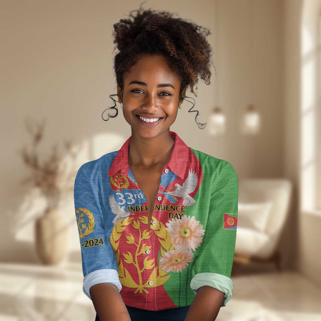 Eritrea Independence Day Women Casual Shirt Eritrean Olive Branches 33rd Anniversary