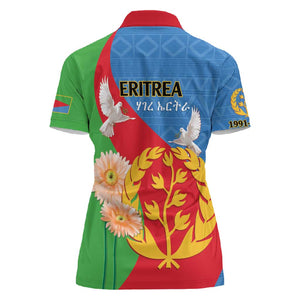 Eritrea Independence Day Women Polo Shirt Eritrean Olive Branches 33rd Anniversary