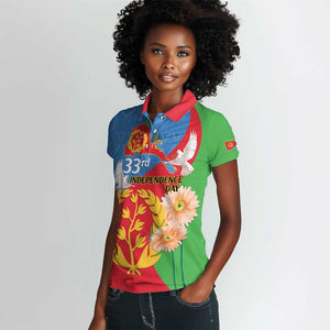 Eritrea Independence Day Women Polo Shirt Eritrean Olive Branches 33rd Anniversary