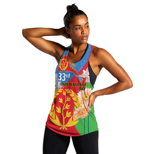 Eritrea Independence Day Women Racerback Tank Eritrean Olive Branches 33rd Anniversary