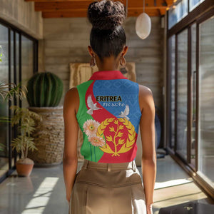 Eritrea Independence Day Women Sleeveless Polo Shirt Eritrean Olive Branches 33rd Anniversary