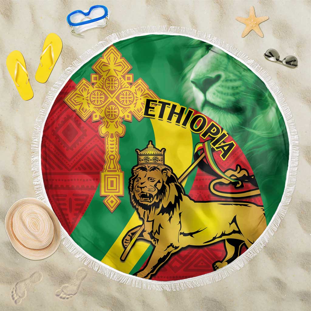 Ethiopia National Day Beach Blanket Ethiopia Lion of Judah African Pattern