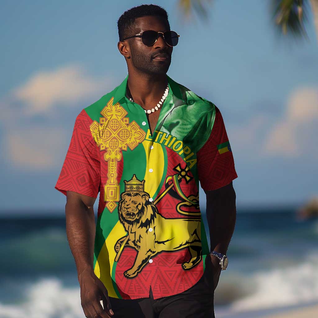 Ethiopia National Day Hawaiian Shirt Ethiopia Lion of Judah African Pattern