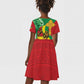 Ethiopia National Day Kid Short Sleeve Dress Ethiopia Lion of Judah African Pattern