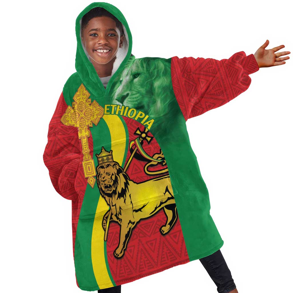 Ethiopia National Day KId Wearable Blanket Hoodie Ethiopia Lion of Judah African Pattern