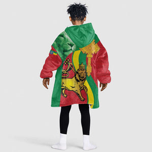 Ethiopia National Day KId Wearable Blanket Hoodie Ethiopia Lion of Judah African Pattern