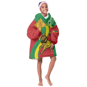 Ethiopia National Day KId Wearable Blanket Hoodie Ethiopia Lion of Judah African Pattern