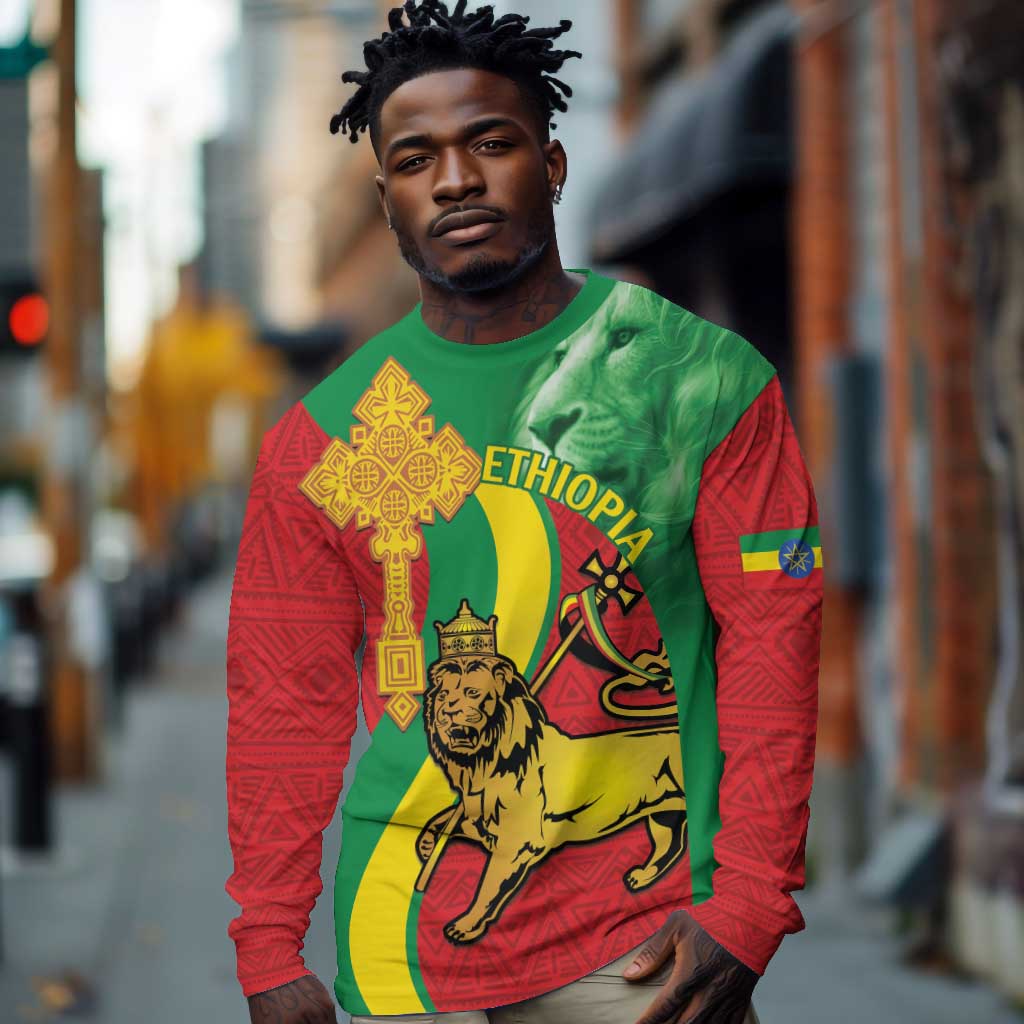 Ethiopia National Day Long Sleeve Shirt Ethiopia Lion of Judah African Pattern LT14