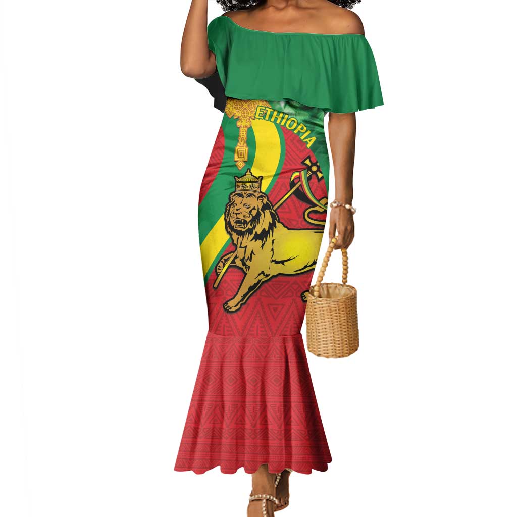 Ethiopia National Day Mermaid Dress Ethiopia Lion of Judah African Pattern