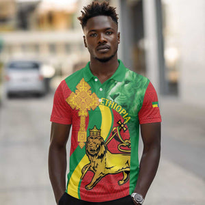 Ethiopia National Day Polo Shirt Ethiopia Lion of Judah African Pattern