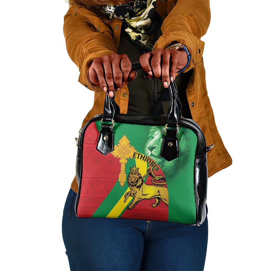 Ethiopia National Day Shoulder Handbag Ethiopia Lion of Judah African Pattern