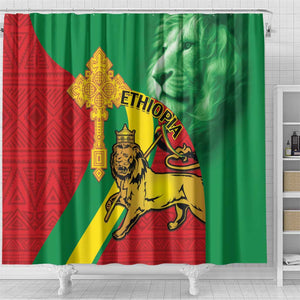 Ethiopia National Day Shower Curtain Ethiopia Lion of Judah African Pattern