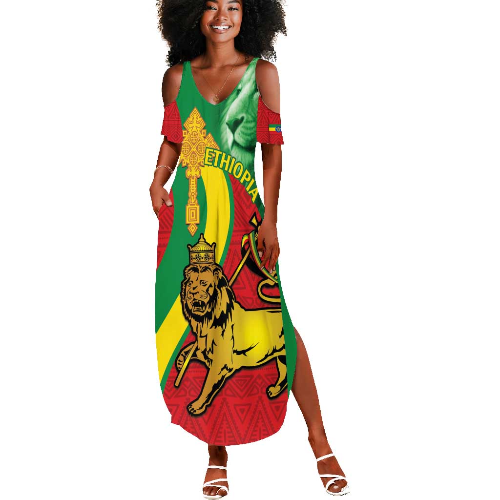 Ethiopia National Day Summer Maxi Dress Ethiopia Lion of Judah African Pattern