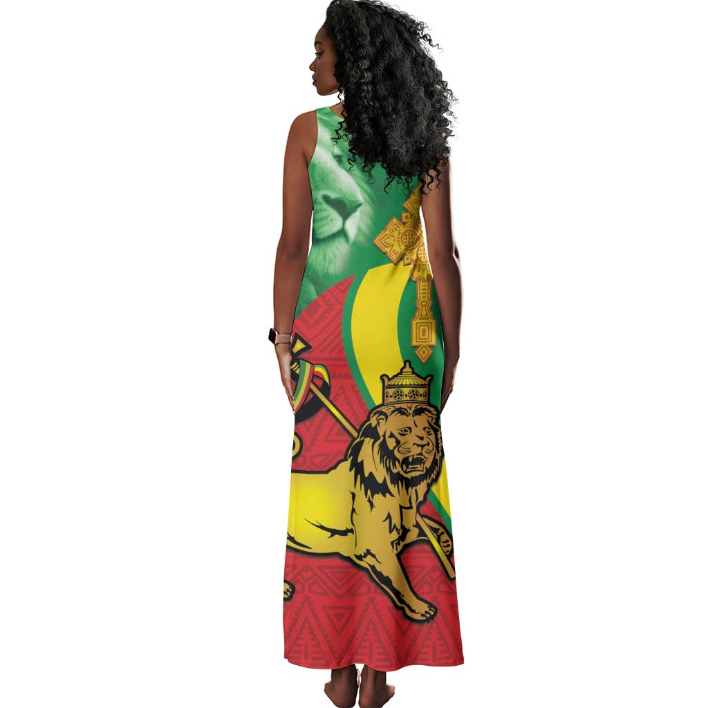 Ethiopia National Day Tank Maxi Dress Ethiopia Lion of Judah African Pattern