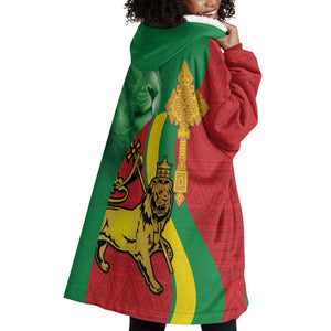 Ethiopia National Day Wearable Blanket Hoodie Ethiopia Lion of Judah African Pattern