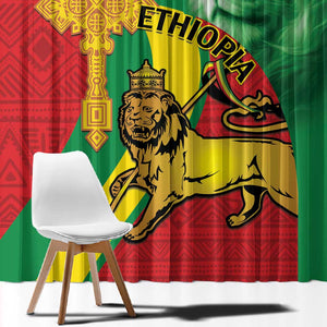 Ethiopia National Day Window Curtain Ethiopia Lion of Judah African Pattern