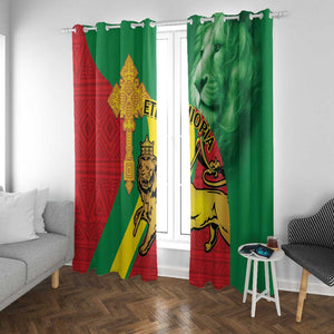 Ethiopia National Day Window Curtain Ethiopia Lion of Judah African Pattern