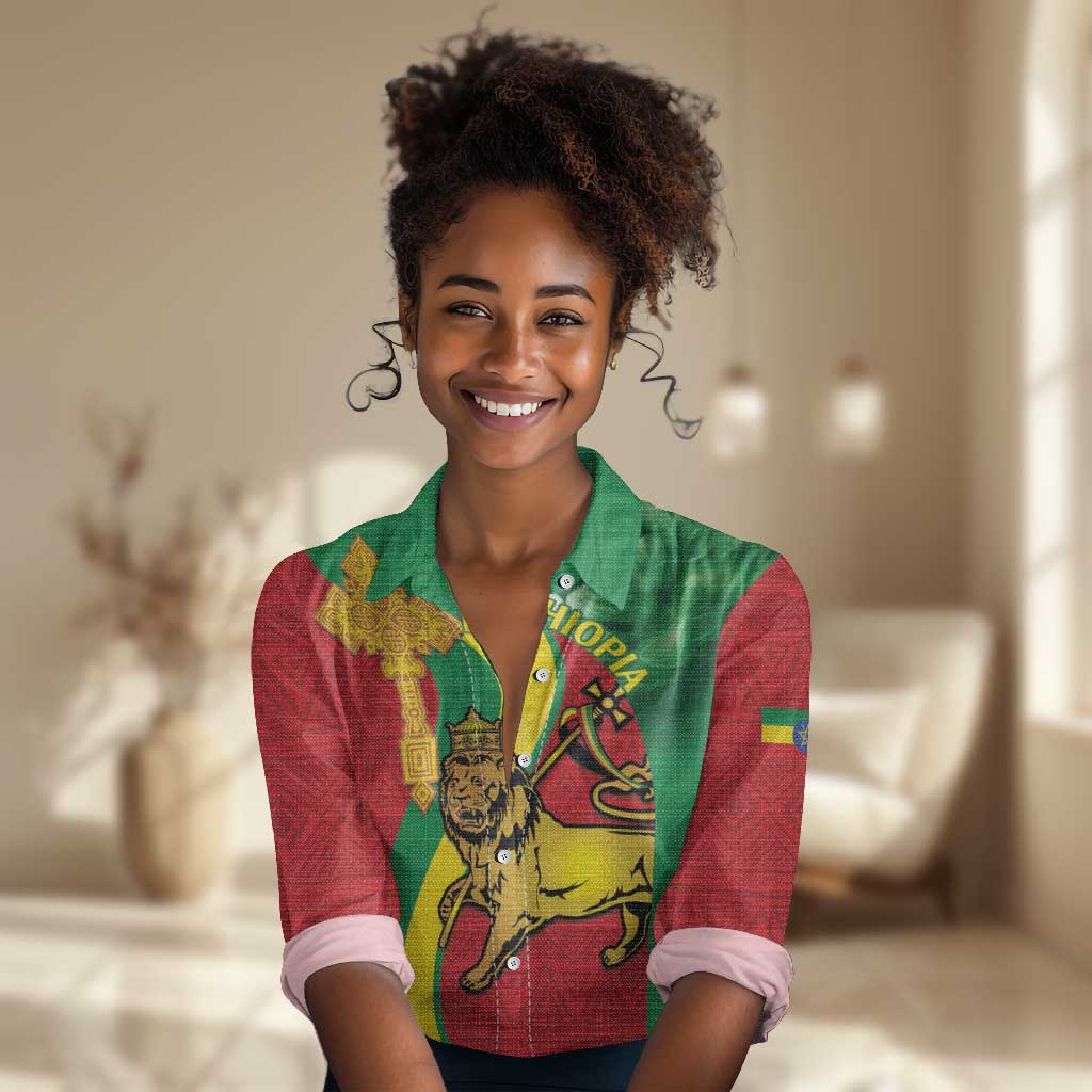Ethiopia National Day Women Casual Shirt Ethiopia Lion of Judah African Pattern LT14