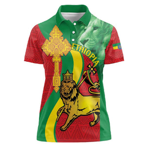 Ethiopia National Day Women Polo Shirt Ethiopia Lion of Judah African Pattern