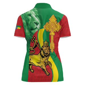 Ethiopia National Day Women Polo Shirt Ethiopia Lion of Judah African Pattern