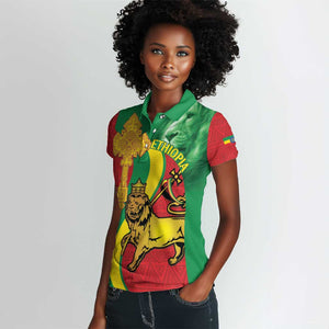 Ethiopia National Day Women Polo Shirt Ethiopia Lion of Judah African Pattern