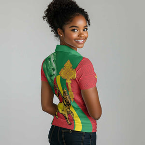 Ethiopia National Day Women Polo Shirt Ethiopia Lion of Judah African Pattern