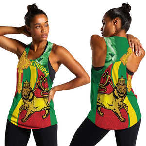 Ethiopia National Day Women Racerback Tank Ethiopia Lion of Judah African Pattern