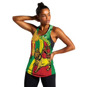 Ethiopia National Day Women Racerback Tank Ethiopia Lion of Judah African Pattern