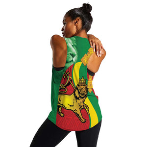 Ethiopia National Day Women Racerback Tank Ethiopia Lion of Judah African Pattern