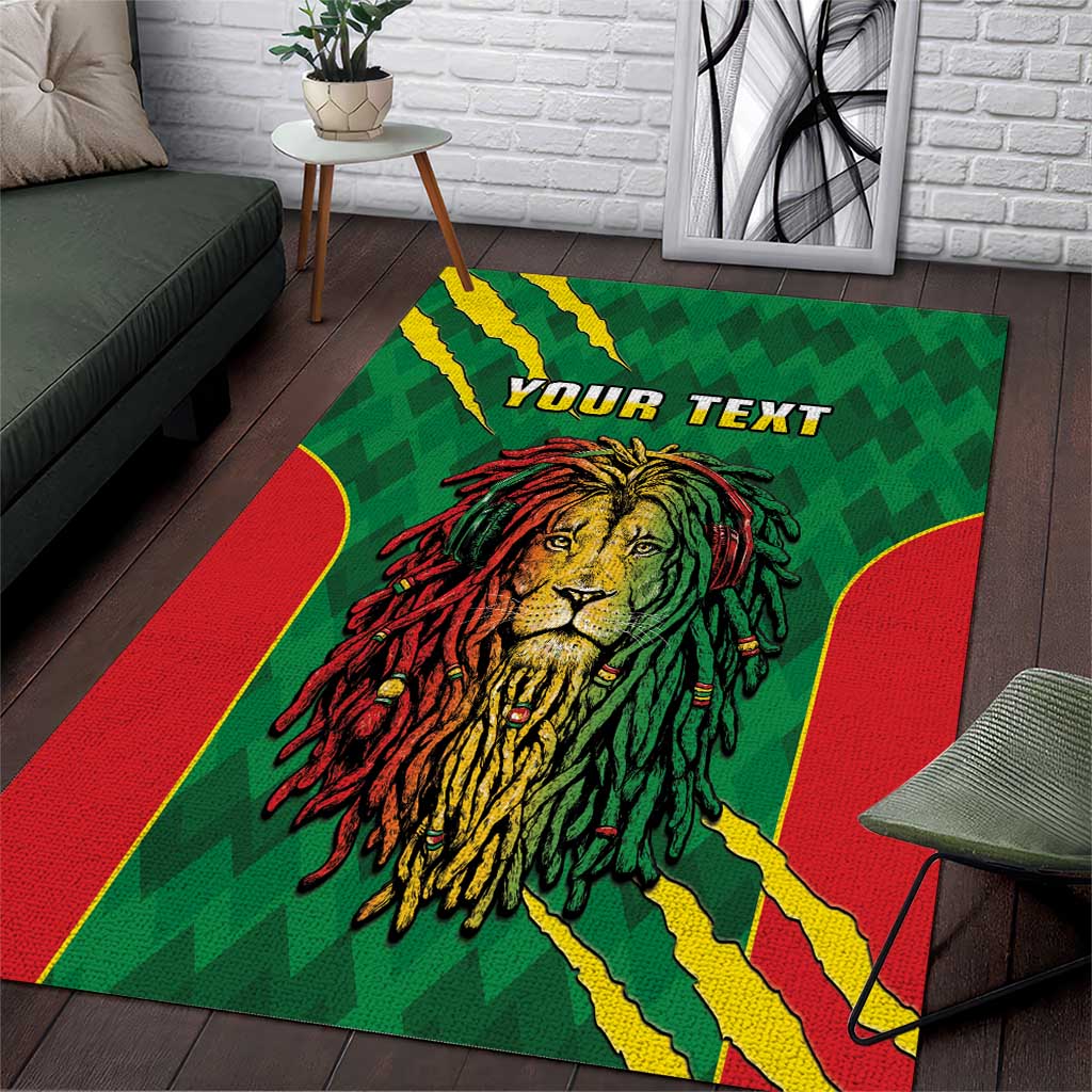 Personalised Ethiopia Area Rug Men's Dreadlock Rasta Lion Headphones