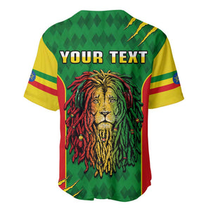 Personalised Ethiopia Baseball Jersey Men's Dreadlock Rasta Lion Headphones