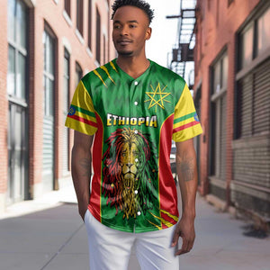 Personalised Ethiopia Baseball Jersey Men's Dreadlock Rasta Lion Headphones