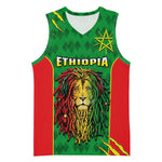 Personalised Ethiopia Basketball Jersey Men's Dreadlock Rasta Lion Headphones LT14