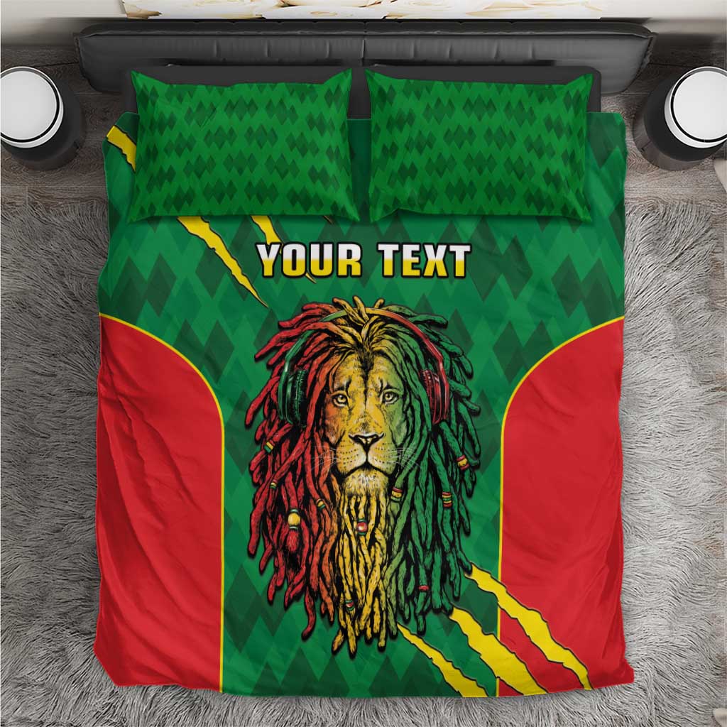 Personalised Ethiopia Bedding Set Men's Dreadlock Rasta Lion Headphones