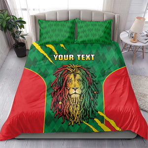 Personalised Ethiopia Bedding Set Men's Dreadlock Rasta Lion Headphones