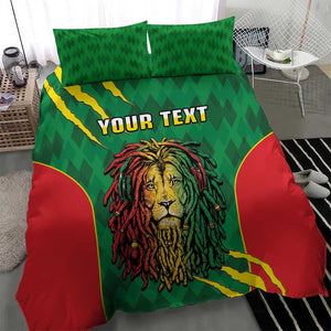 Personalised Ethiopia Bedding Set Men's Dreadlock Rasta Lion Headphones