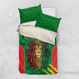 Personalised Ethiopia Bedding Set Men's Dreadlock Rasta Lion Headphones